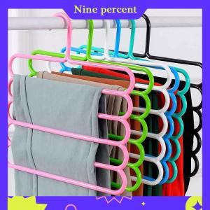 Nine percent Clothes Hangers Trousers Hangers Holders Closet Storage Organizers 5 Layers Pants Towel Scarfs Racks Storage Organization