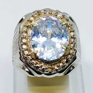 Cincin batu akik zircon cutting dim 12x10 / zirconia american diamond