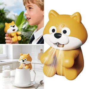 OKKFINE Cartoon Dog Shaped Fan USB Powered Clip-On Cup Bowl Fan Portable Mini Handheld Fan for Cup Bowl Noodles Water Cooling Artifact
