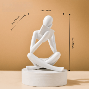 OURTOUR Modern The Thinker Statue Abstract Nordic Style Resin Figurine Ornaments Beige Art Deco Reading Sculpture Office Decor