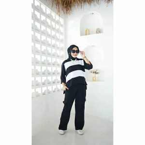 Terbaru...!!! SETELAN KULOT CARGO PANST BAJU LENGAN PANJANG SALUR BLASTER WANITA JUMBO CRINGKLE