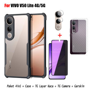 Paket 4in1 Case Fusion For Vivo V50 Lite 4G / V50 Lite 5G Free Anti Gores Layar & Anti Gores Camera & Skin Carbon Handphone - HOHA CASE