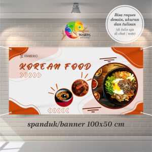 Cetak Spanduk Banner Red Brown Creative Korean Food