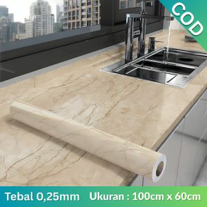 Wallpaper Dapur Anti Panas & Air | Stiker Dinding Glossy untuk Meja Makan Kayu