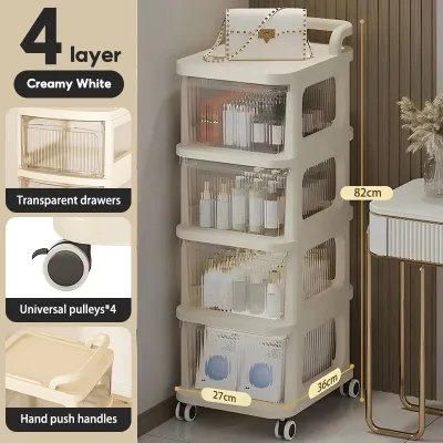 Multi-layer Storage Drawer Cart With Handle Bedroom Kitchen Grocery Trolley Cart Organizer