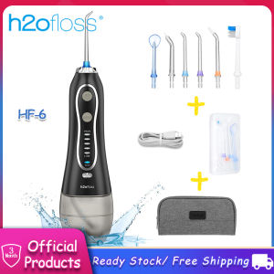 H2ofloss Portable Water Dental Flosser Cordless Oral Irrigator 5 Modes 5 Replaceable Jets Tips Teeth Cleaner for Brace Bridges Care 300ml Detachable Water Tank，洗牙器