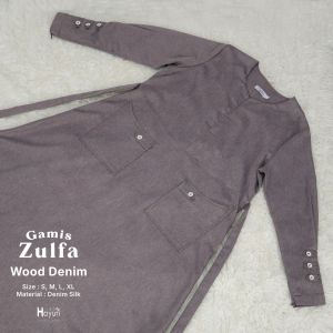Gamis Modis Formal Syari / Gamis Denim Silk Bermotif / Gamis Zulfa by Hijab Hayuri