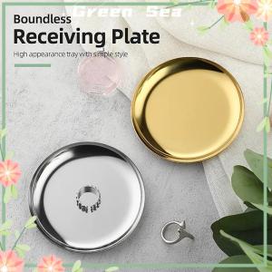 Green sea Light Luxury Style Metal Jewelry Tray Stainless Steel Storage Tray Dormitory Cosmetics Jewelry Plate Decoration