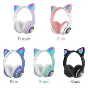 BT B39 Over Ear Music Headset Cat Ear Glowing Headphone Foldable Wireless BT5.0 Earphone Hands-free with Mic AUX IN TF C