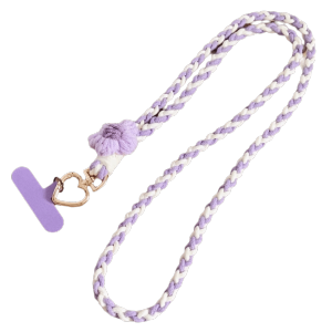 OOG Detachable Flowers Phone Lanyard Rainbow Color Phone Charm Crossbody Lanyard Universal Neck Clip Phone Woven Chain Women Girls