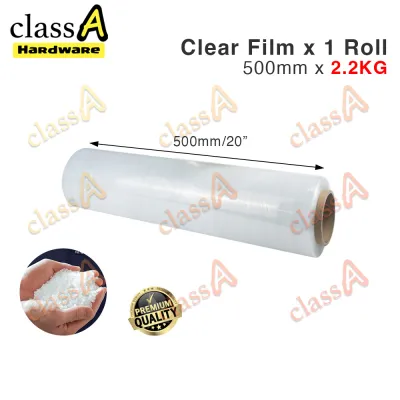 ClassAHW Clear Black Stretch Film Plastic Wrap 500mm x 2.2kg Plastik Balut Barang Shrink Wrap Packaging Roll Cling Wrap