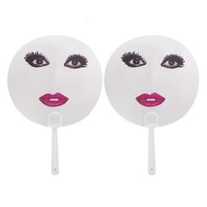 2Pcs Big Eye and Red Lip Handheld Fan Portable Handheld Decorative Fan for Parties Performances Easy to Use