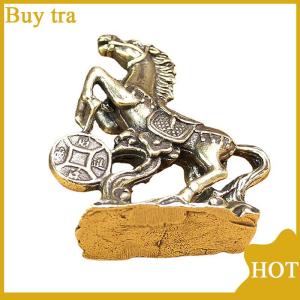 [Buytra] Brass Horse Step On Coins Lucky Statue Feng Shui Desk Miniatures Pure Copper Crafts Collections Chinese Home Office Figurines