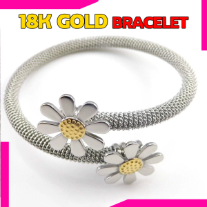 18k gold sunflower two-tone bracelet stainless steel Flower Charm Bracelet for Women birthday gift