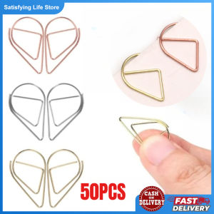 50pcs Metal Material Drop Shape Paper Clips Cute Bookmark Clip Stationery Office School Supplies