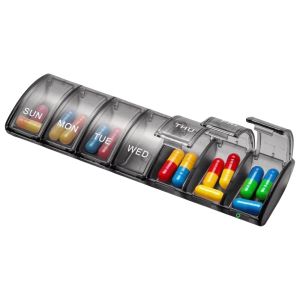 FXUP Large Capacity Weekly Pill Organizer Portable Size Durable 7 Day Pill Case Convenient Multi Compartment Design Daily Vitamin Case For Supplements
