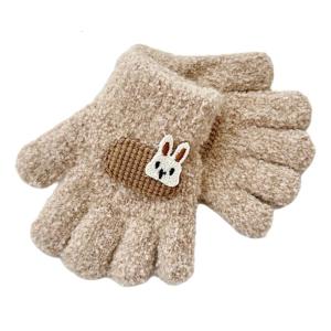 1 Pair Kids Winter Mittens Ages 1-3 Year Soft Polyester Fiber Mitts Cartoon Baby Split Mittens for Warmth and Comfort