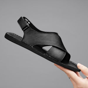 Sandal Pria Casual Santai Selop Kulit Sapi Nyaman Bernapas Empuk Anti Slip Kuat Lembut Touring Kekinian Keren Cow Leather 452