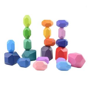 Montessori Wooden Balancing Stacking Stone Wooden Stone Building Blocks Early Education Toy