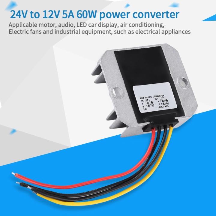 Convertitore DC-DC Step Down 24V A 12V 5A 60W, Regolatore Tensione Per Auto, Senza Marca