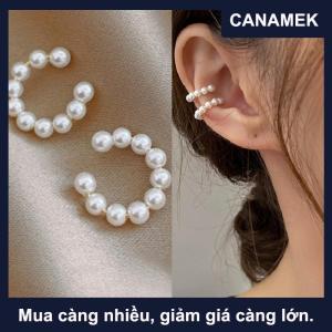 【CANAMEK】 Ngọc Trai Tai Cuff Clip Bông Tai Không-Xỏ Xương C-Hình Vòng Tai Mà Không Cần Đâm Tối Giản Bông Tai Cho Phụ Nữ Đồ Trang Sức Thời Trang