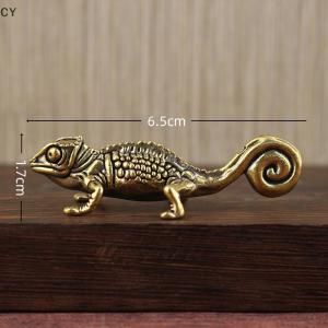 GY🌠🌠🌠 Gecko Figure Home Decor Small Ornaments Antique Brass Animal Figurines Tea Pet Desk Decorations Home Decor Accessories