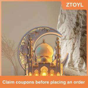 【ZTOYL】 2D Acrylic Moon Craft trang trí cho ramadan lâu đài nhà thờ kiến trúc lslamic trang trí hồi giáo gia đình thu thập bảng Quà Tặng