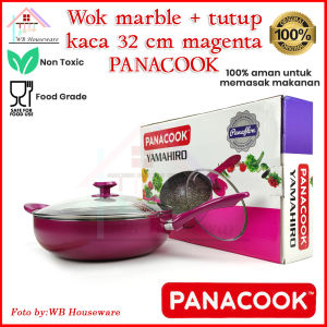panci penggorengan / wok tutup kaca 32cm / japanese wok / wok marble 32cm PANACOOK - ungu