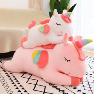 DENOSWIM 30CM/40CM/60CM/80CM Unicorns Plush Toy Stuffed Doll with Rainbow Wing Children Sleeping Pillow Birthday Gift