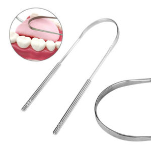 KOZI Stainless Steel Tongue Scraper Tongue Reusable Brush Cleaning Oral Scraper Keep Care Fresh Breath Improve Oral Hygiene Tongue Cleaner Tools