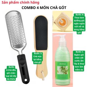 [Ưu Đãi Sản Phẩm Mới] Combo 4 Món Chà Gót Chân Thay Lưỡi Inox & Kem Mềm Da Chăm Sóc Gót Chân Tại Nhà