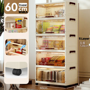 JOYEASE L40-60CM (3-5 Layers) Foldable & Stackable Storage Cabinet With Wheels Almari Box Multifunction Storage Box