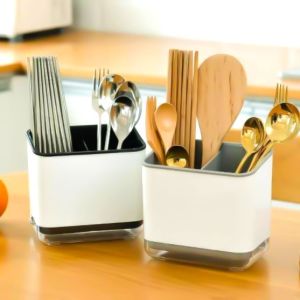 3 Grid Kitchen Tableware Spoon Utensils Storage Box Rack Holder Multifunctional Drain Chopstick