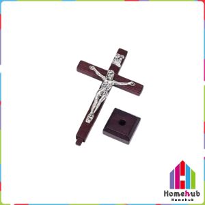 HB Crucifix Wall Cross Wooden Cross With Stand Jesus Cross Decor 1Pc