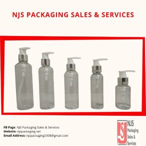 Empty  Clear Pet Bottle W/ Silver  Collar Lotion Pump 24mm