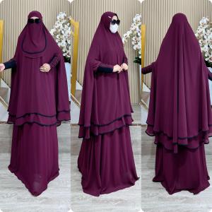 BISA COD! Set Gamis Syari + Hijab Jumbo Kode AZALI Bahan Ceruti Babydoll Premium By Ory AjeZas Colle