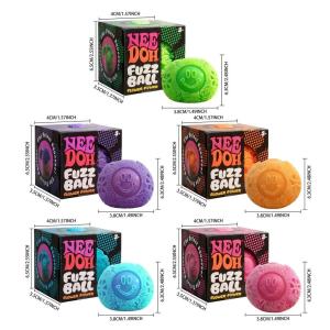 KEBETEME Nee Doh Fuzz Ball Squishy Stress Relief Fidget Toy Soft Tactile Spiky Squeeze Ball 5 Vibrant Color Smiley Decompression Toy for Kids Anxiety Relief