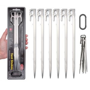 1Set Paku Pasak Tenda Stainless 420 Multifungsi Pasak Kemah 28cm