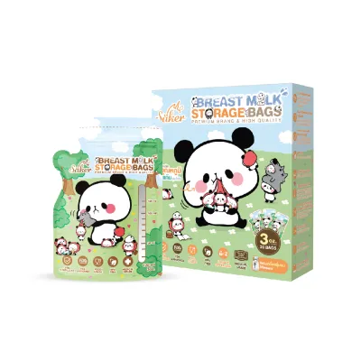 มาตรฐานญี่ปุ่น (ลิขสิทธิ์แท้) Saker MochiMochi Panda ถุงเก็บน้ำนม หนามาก 100 ไมครอนตกไม่แตก เกรด U.S.FDA