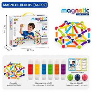 Magnetic Tube Blocks STEM DIY Building Set | Creative Magnetic Construction Toy | Sensory Tube Blocks | Educational Toys