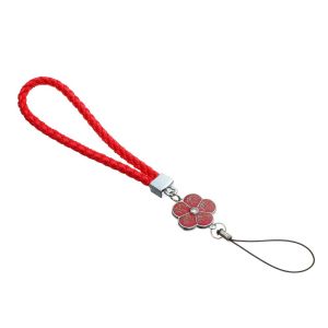 LUMINOU Accessories Phone Case Hanging Cord Pendant Phone Strap Lanyard PU Leather Four-leaf Short Bracelet Phone Strap Lanyard Keychain Wrist Rope Plum Blossom Woven Mobile Phone Lanyard Anti-lost Lanyard