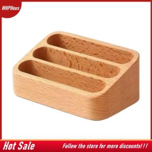 【COD】🔥🔥🔥 1pcs Wood Desktop Business Card Display Stand Memo Holder Storage Box Wood Card Organizer For Office