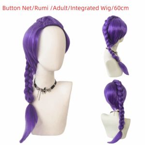 STARGOODS Heat Resistant Movie Cosplay Wig Synthetic Wigs Ponytail Purple Red Long Hair Movie Inspired Natural Mira Rumi Demon Hunters Wig Halloween