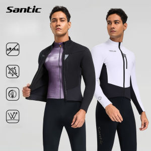Santic Men Cycling Jackets Autumn Winter Fleece Warm Windproof Waterproof Sports Bike Coat