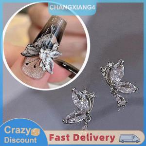 【Heabety】 2 PCS Butterfly Nail Charms Set 3D Nail Art Zircon Decals Manicure Nail Accessories DIY Nail Decoration Manicure Salon Jewelry