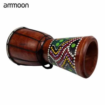 Ammoon 6in Trống DJEMBE Châu Phi nhạc cụ truyền thống da dê gỗ rắn chạm khắc bằng tay