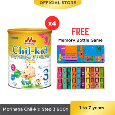 [Old Packaging] Morinaga Chil-kid Step 3 (1 to 7years) (No Sucrose) 4 tins x 900g [Free Memory Bottle Game]