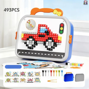[SG Seller]Handheld Storage  Mushroom Nail Toy Kids DIY Pixel Mosaic Pegboard Creative Assembling Puzzle Game