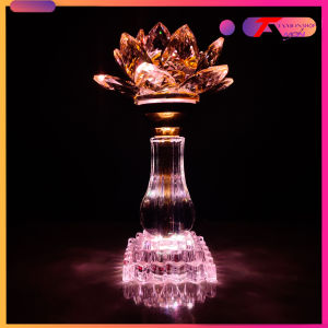 [Giá bán 1 cây đèn] Đèn thờ pha lê hoa sen pha lê cao cấp dùng trang trí tủ thờ đèn phong thủy đẹp (PL35)