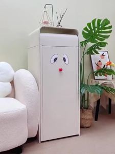 UrbanSpace SG- Living Room Snack Cabinet Multifunctional Drawer Storage Cabinet Metal Locker High-value Locker Milk White Storage Cabinet Side Cabinet